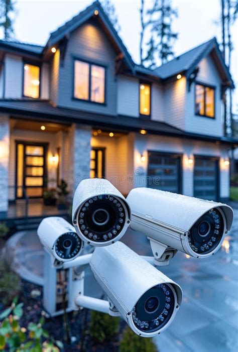 Security CCTV Camera Monitoring the House and Yard Stock Image - Image ...