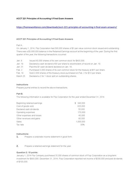 Acct 221 Principles Of Accounting Ii Final Exam Answers By ArturoPratt