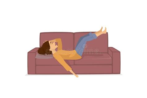 Woman Lying On Sofa Stock Vector Illustration Of Flat 71024410