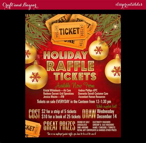 Christmas Raffle Tickets 50/50 Flyer Holiday Seasonal / Raffle Event Invitation Poster / Contest ...