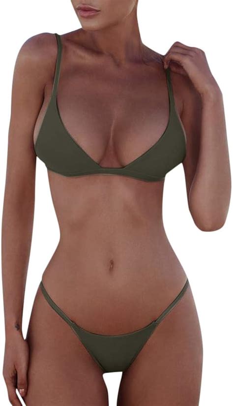 Sulifor Damen Bikini Set Triangel Breites Unterbrustband Gerippte