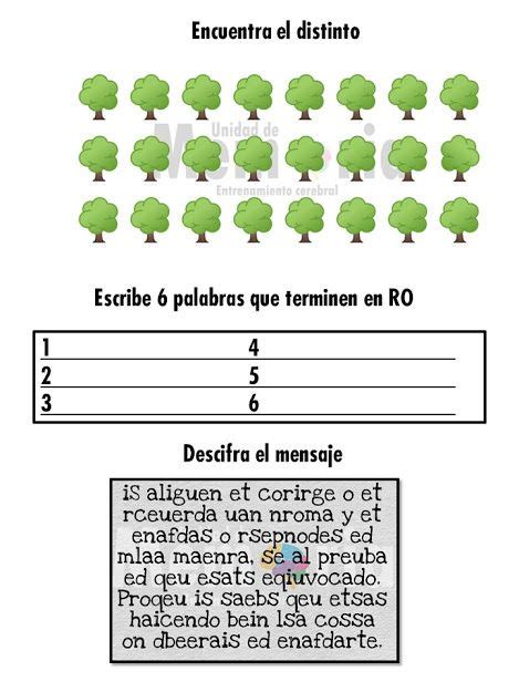 Unidad De Memoria Entrenamiento Cerebral Ejercicios Y Fichas De