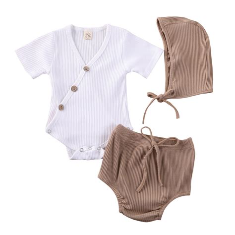 0 24M Baby 3 Stuks Korte Mouw Playsuit Tops Shor Grandado