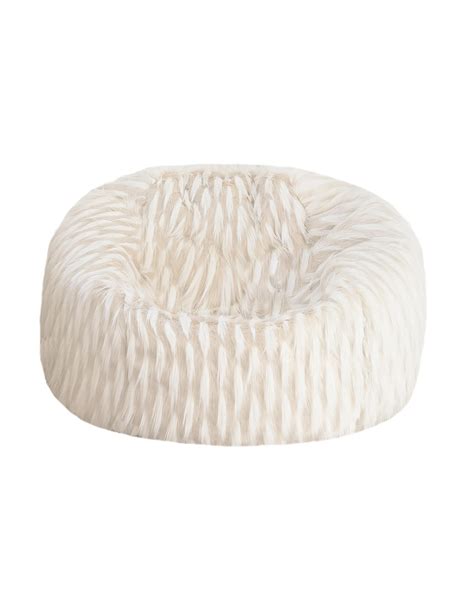 Pouf XL en fausse fourrure blanche vaporeuse et tellement irrésistible