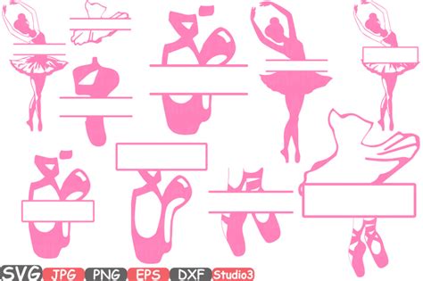 Ballet Ballerina Circle And Split Svg Silhouette Cutting Files Sign Icons Frame Frames Cricut