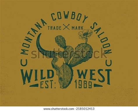 Western Cowboy Vintage Typography Design Bull Stock Vector Royalty Free 2185012413 Shutterst