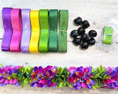 Do It Yourself Ribbons For Blue Plumeria Petal Flower Ribbon Lei Etsy