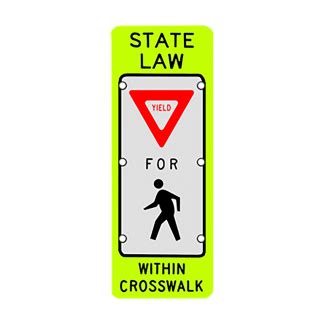 TS40 STATE LAW YIELD FOR PEDESTRIANS Flashing Solar LED Edge Lit Sign