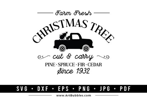 Farm Fresh Christmas Tree Vintage Christmas Svg