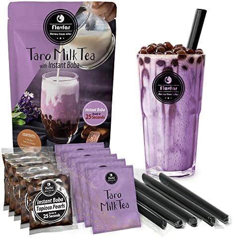 Flavfar Taro Milk Tea With Instant Tapioca Pearls Authentic Taro Milk