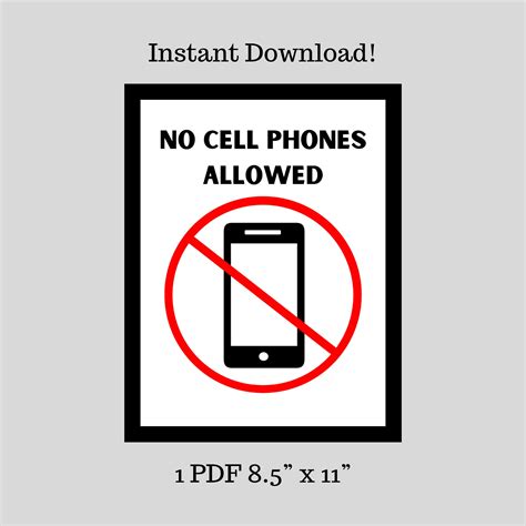 Printable No Cell Phone Allowed Sign | No Phone Allowed | No Phone Area