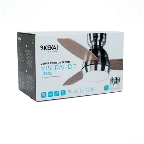 Ventilateur De Plafond Kekai Mistral DC 92x34 Cm 55W Argent Avec Pales