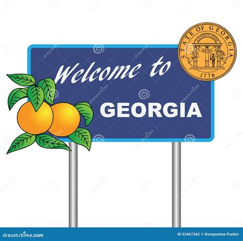 Road Sign Welcome To Georgia Stock Vector - Illustration of entrance ...