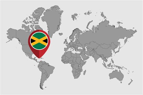 Pin map with Jamaica flag on world map. Vector illustration. 10795174 ...