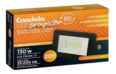 Reflector Led Exterior Candela 20w Proyector Luz Cálida en venta en