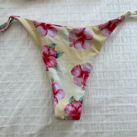 Pink And Yellow Floral Bikini Set Size Depop