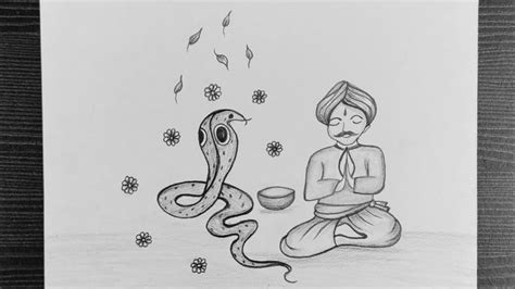 Nag Panchami Pencil Drawing // Nag Panchami Drawing Easy // How To Draw ...