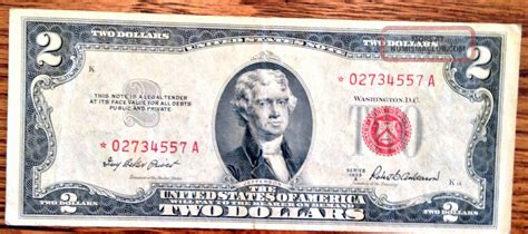 1953 Series " United States Note " Two Dollar Bill - Red Seal