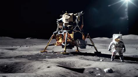 Astronauta de exploração lunar e estação na lua Foto Premium