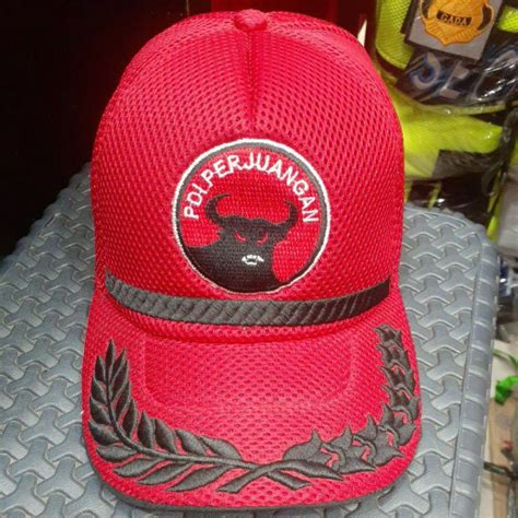 Jual Topi Jaring Pdi Merah Free Bordir Nama Shopee Indonesia