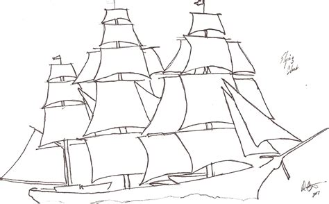 Sailing Ship Line Drawing at GetDrawings | Free download