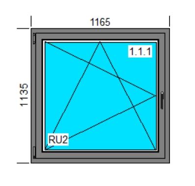 OKNO PCV 1165x1135 RU KOLOR ZEWN ANTRACYT LEWE DNW RUL10003