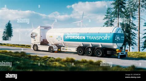 Concept De Transport De Gaz Hydrog Ne Camion Avec Remorque De