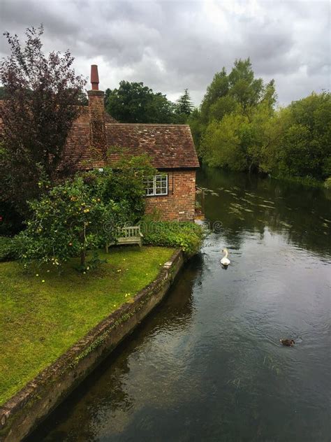 Riverside English Cottage Stock Photo Image Of Flowers 41297048