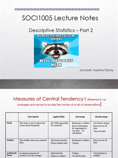 Descriptive Statistics - Part 2 - Measures of Central Tendency | PDF