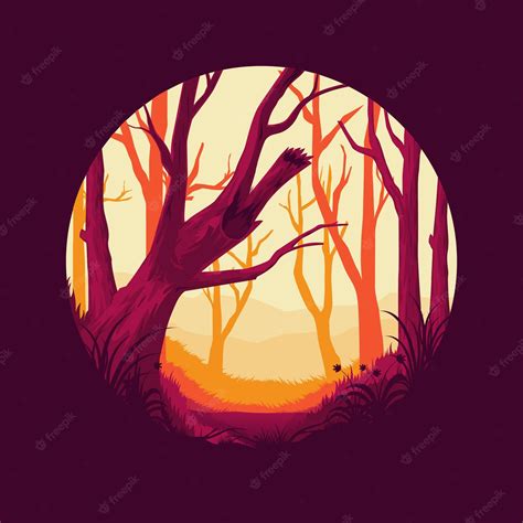 Premium Vector | Tree Forest landscape vector illustration logo design