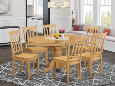 East West Furniture Avon Piece Wood Dining Set With Oval Table In Oak