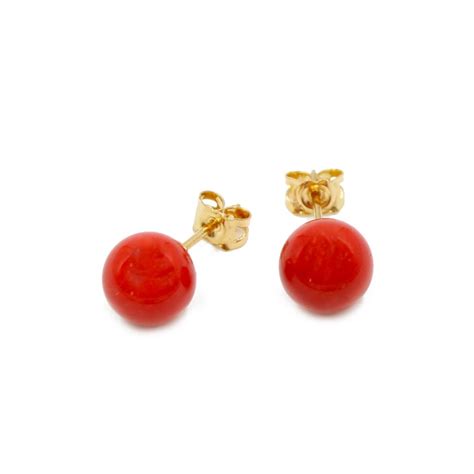 Boucles D Oreilles En Perle De Corail Rouge V Ritable