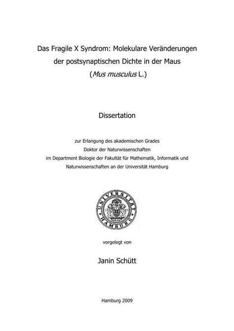 Pdf Das Fragile X Syndrom Molekulare Ver Nderungen Der Ediss Sub