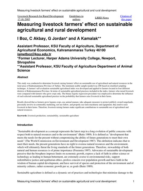 Pdf Measuring Livestock Farmers Effect On Sustainable Agricultural