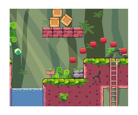 Forest Area Seamless Platformer Tileset Game Art Partners