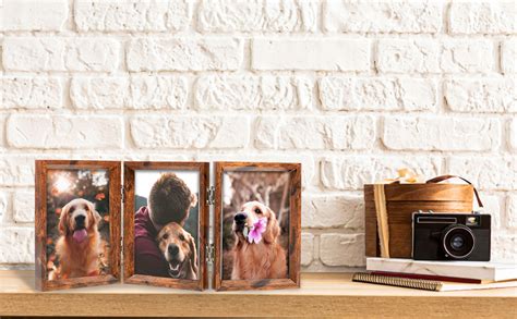 Toforevo 4x6 Triple Picture Frame Rustic Brown Wooden