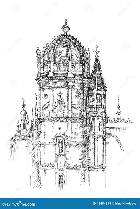 church stock vector illustration  sketch monastery