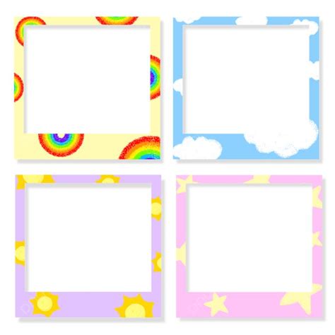 Cute Polaroid Frame White Transparent Cute Polaroid Frame Set