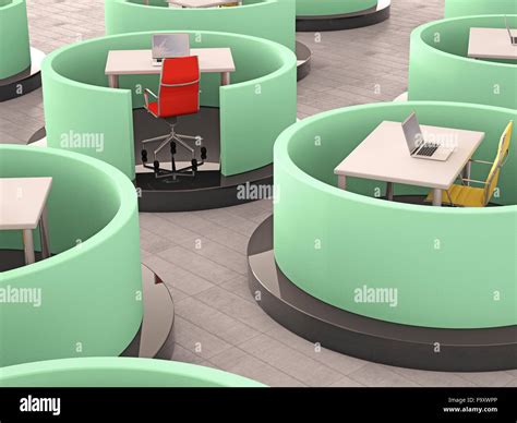 Modern Office Cubicles 3d Rendering Stock Photo Alamy