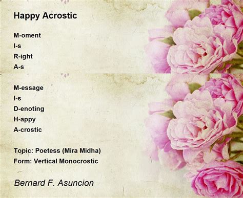 Happy Acrostic Happy Acrostic Poem By Bernard F Asuncion