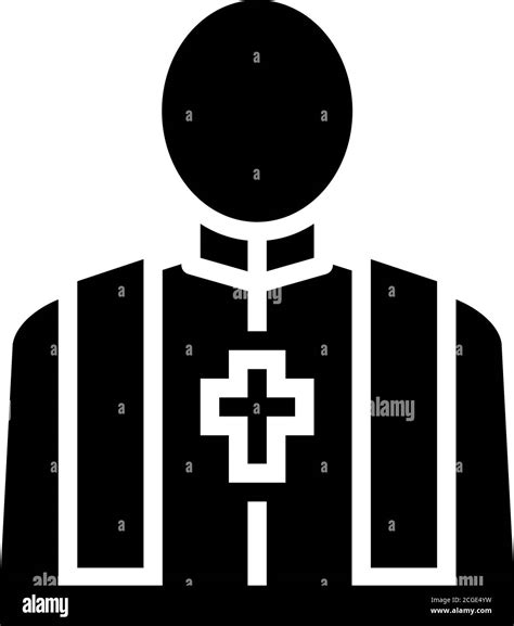 Priest Pastor Glyph Icon Vector Isolated Illustration Stock Vector