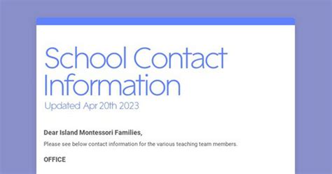 School Contact Information Smore Newsletters For Education