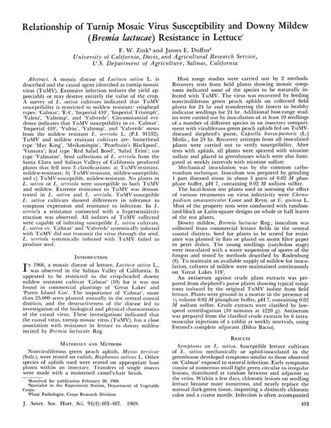 PDF Relationship Of Turnip Mosaic Virus Susceptibility And Downy