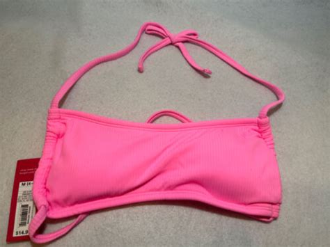 Junior S Ribbed Apron Front Bralette Bikini Xhilaration Pink