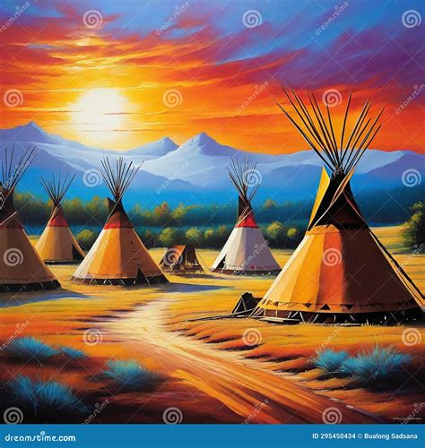 Amerindian Tipi Settlement Tipi Tipi Indigenous Indian Stock Photo - Image of native, iconic ...