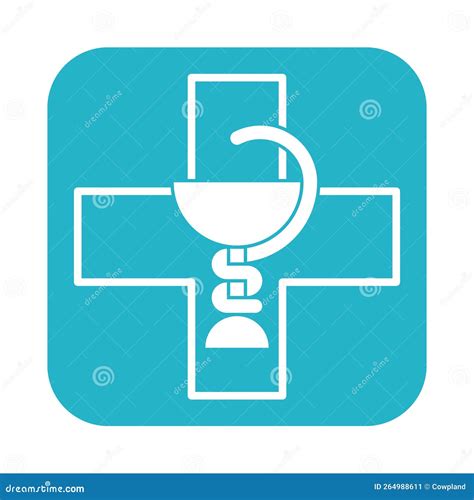 Pharmacy Sign with Bowl of Hygieia and Cross Stock Vector - Illustration of cross, silhouette ...