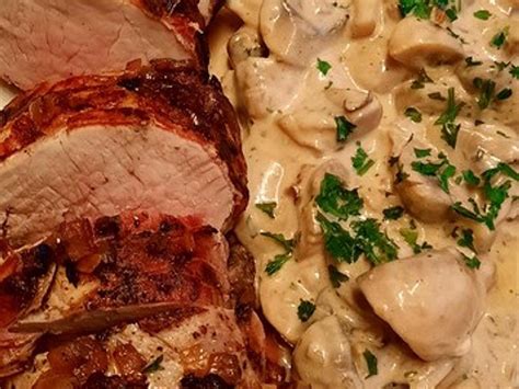 Ganzes Schweinefilet Im Speckmantel Mit Kr Uter Rahm Champignons Nach