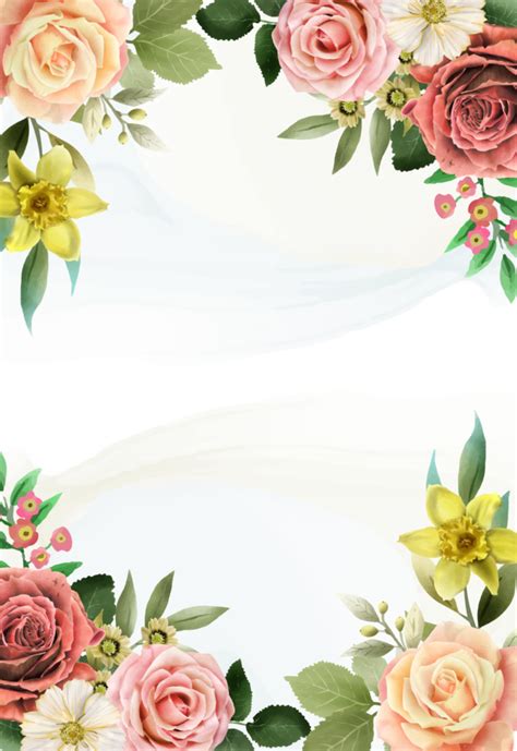 Colorfull Floral Wedding Invitation Card Png