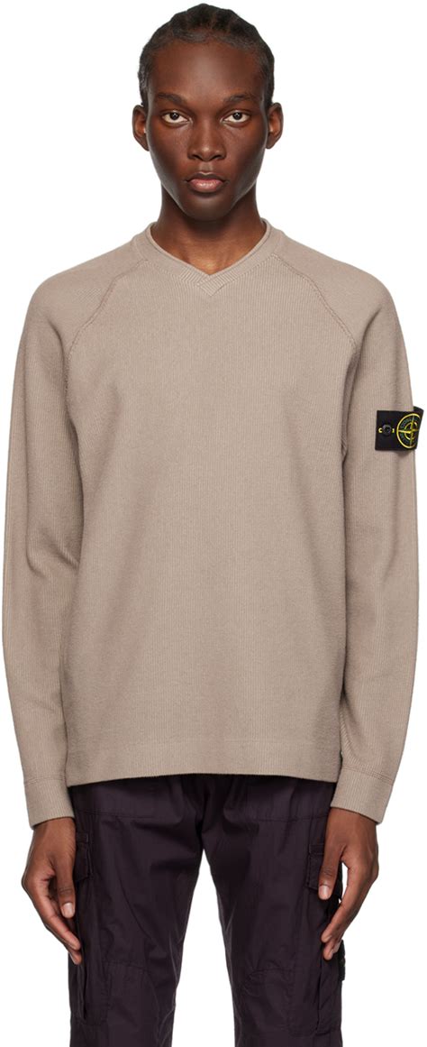 Stone Island Taupe Raglan Sweater SSENSE