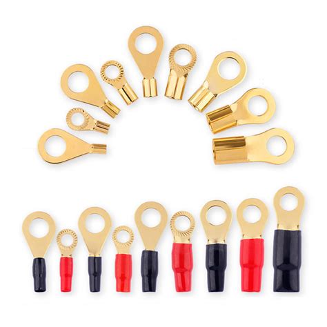 Audio Crimp Ring Terminal Gold Plated 0GA 2GA 4GA 6GA 8GA 10GA